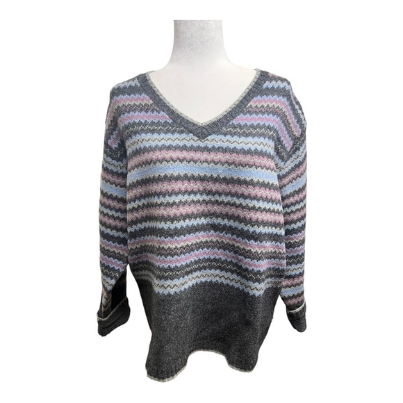 Sonoma Sweaters - Colorful Grandpa Sweater Lambswool Large